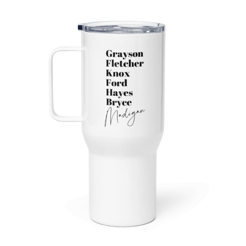 Madigan Family Travel mug with a handle