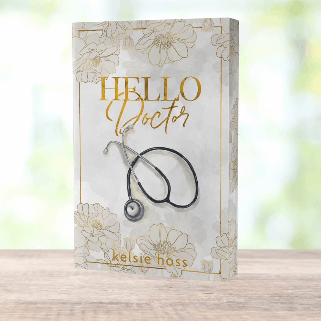 a paperback copy of Hello Doctor by Kelsie Hoss, the cover features a stethoscope 