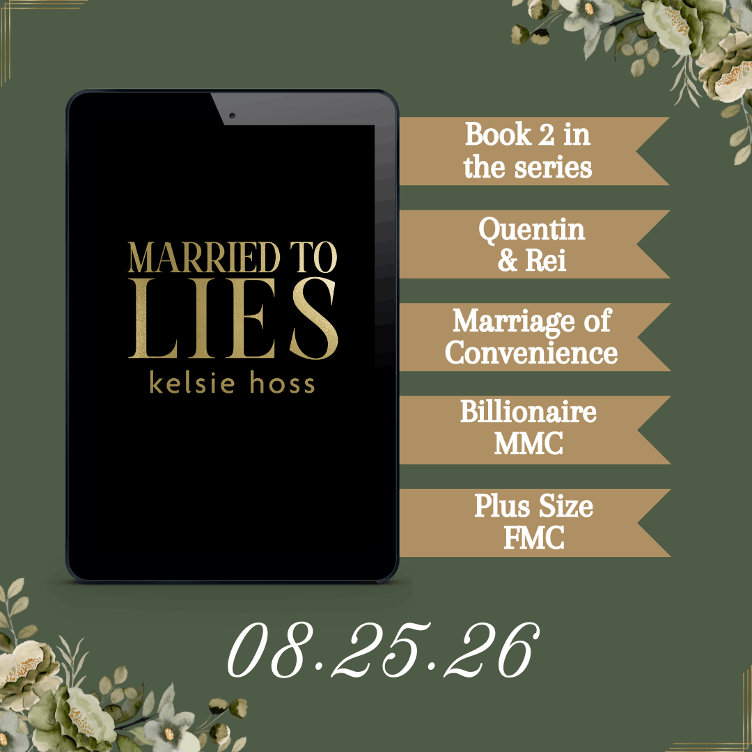 Book cover of 'Married to Lies' by Kelsie Hoss with promotional text on a green background