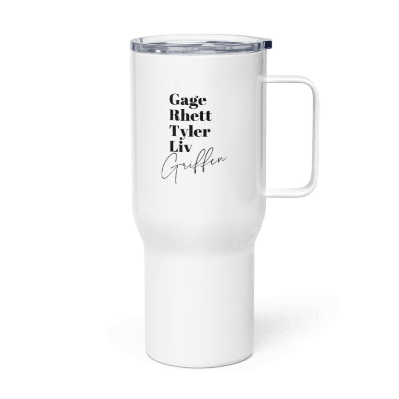 Griffen Family Travel mug with a handle