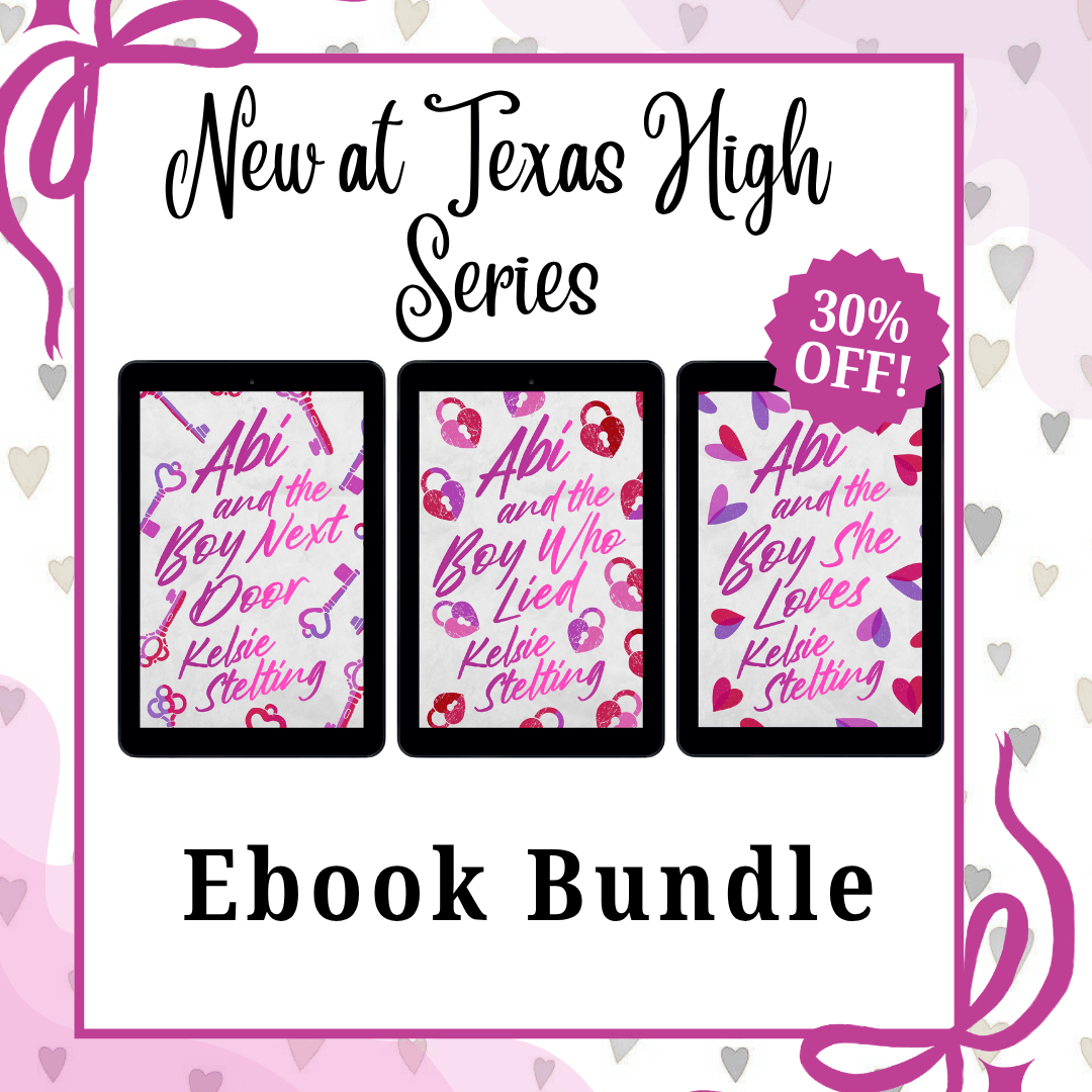 New At Texas High Series Ebook Bundle is 30% Off and features three ebooks. The books are Abi and the Boy Next Door, Abi and the Boy Who Lied, and Abi and the Boy She Loves all authored by Kelsie Stelting 