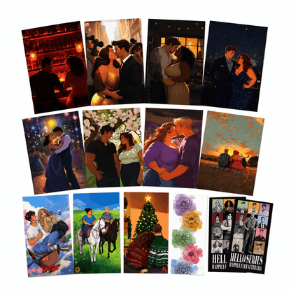Vellum art featuring scenes from each of the books in the Hello Series by Kelsie Hoss